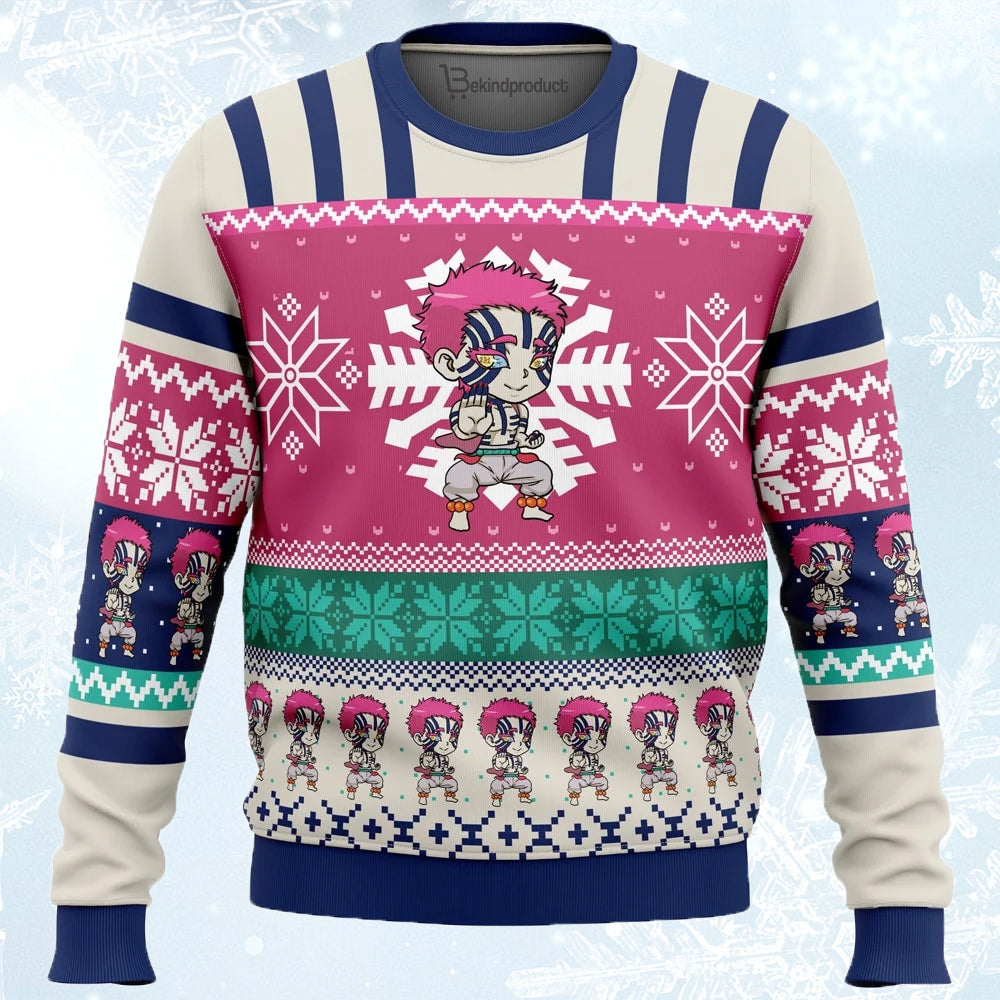 Christmas Akaza Demon Slayer Ugly Christmas Sweater For Men & Women Christmas Gift Sweater PT669 - WeCustomit