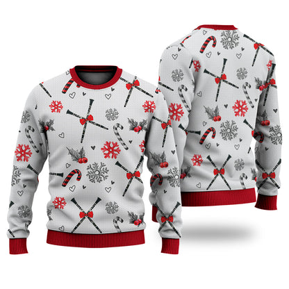 Clarinet Christmas Pattern Sweater Christmas Knitted Print Sweatshirt - Best Gift For Christmas, Noel - WeCustomit