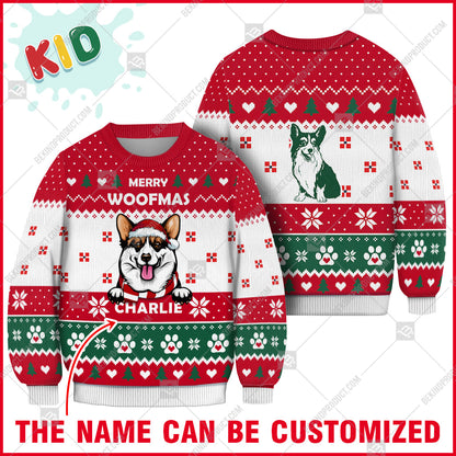 Corgi Dog Christmas Paw Heart Print Ugly Christmas Sweater Print Sweatshirt - Personalized Custom - Best Gift For Noel - WeCustomit
