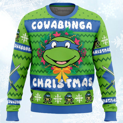 Cowabunga Leonardo Christmas Ugly Christmas Sweater For Men & Women Christmas Gift Sweater PT828 - WeCustomit