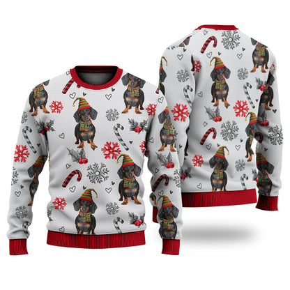 Dachshund Christmas Pattern Sweater Christmas Knitted Print Sweatshirt - Best Gift For Christmas, Noel - WeCustomit
