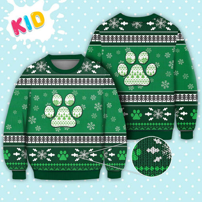 Dog Pattern Falling Snowflakes Sweater Christmas Knitted Sweater Print Fashion Sweatshirt For Everyone - WeCustomit