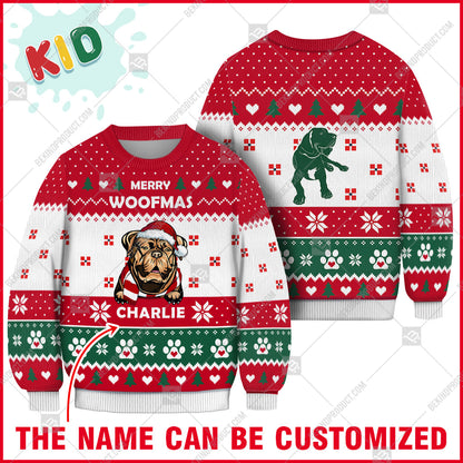 Dogue De Bordeaux Dog Christmas Paw Heart Print Ugly Christmas Sweater Print Sweatshirt - Personalized Custom - Best Gift For Noel - WeCustomit