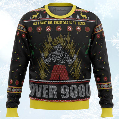 Dragonball Z Goku Over 9000 Ugly Christmas Sweater For Men & Women Christmas Gift Sweater BH466 - WeCustomit