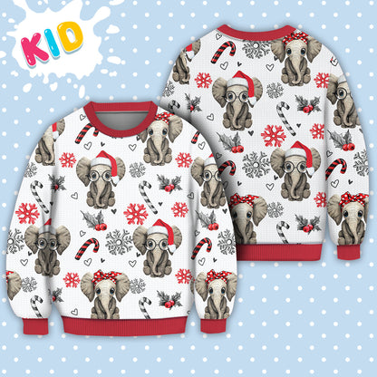 Elephant Christmas Pattern Sweater Christmas Knitted Print Sweatshirt - Best Gift For Christmas, Noel - WeCustomit