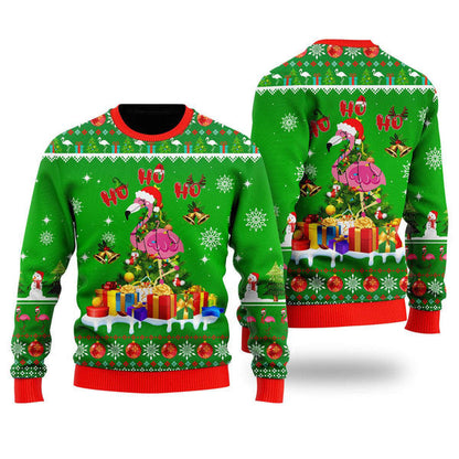 Flamingo Ho Ho Ho Ugly Christmas Sweater For Men & Women Christmas Gift Sweater US2328 - WeCustomit