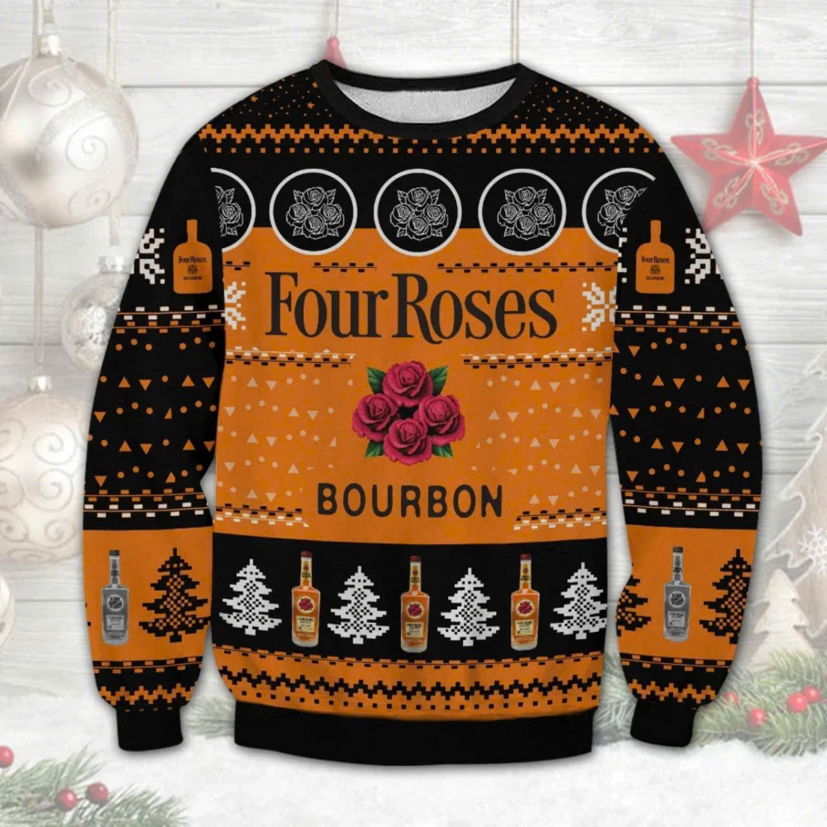 Four Roses Bourbon Christmas Ugly Sweater - WeCustomit