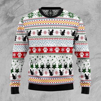 Black Cat Ugly Christmas Sweater For Men & Women Christmas Gift Sweater US3336 - WeCustomit