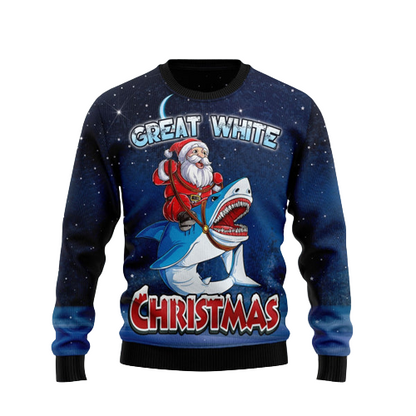 Great White Christmas Shark Ugly Christmas Sweater For Men & Women Christmas Gift Sweater US1244 - WeCustomit