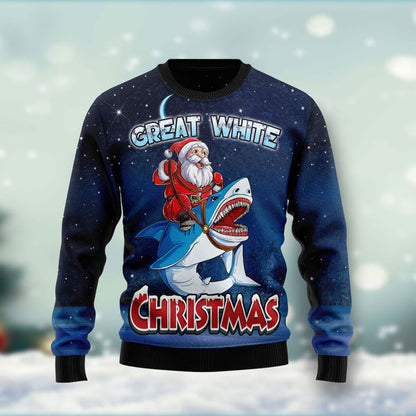 Great White Christmas Shark Ugly Christmas Sweater For Men & Women Christmas Gift Sweater US1244 - WeCustomit