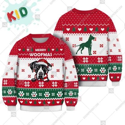 Great Dane Dog Christmas Paw Heart Print Ugly Christmas Sweater Print Sweatshirt - Best Gift For Christmas, Noel - WeCustomit