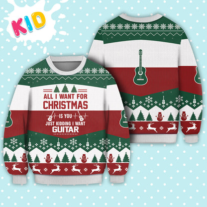 Guitar All I Want For Christmas Sweater Knitted Sweater Print Fashion Sweatshirt For Everyone - Christmas Signature - WeCustomit