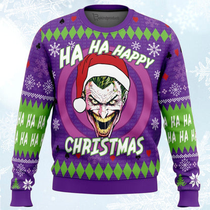 Ha ha ha happy Christmas Joker Ugly Christmas Sweater For Men & Women Christmas Gift Sweater BH183 - WeCustomit