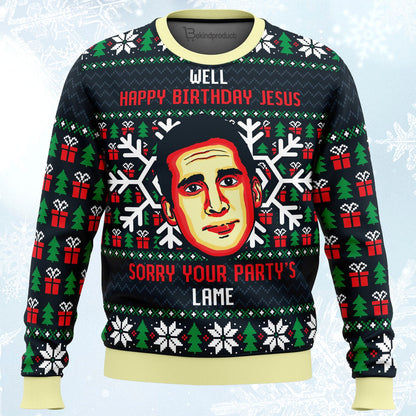 Happy Birthday Jesus Funny The Office Ugly Christmas Sweater For Men & Women Christmas Gift Sweater PT214 - WeCustomit