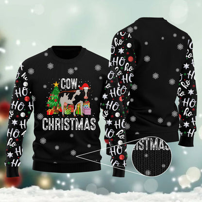 Ho Ho Ho Cow Christmas Ugly Christmas Sweater For Men & Women Christmas Gift Sweater US1344 - WeCustomit