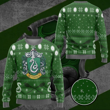 House Slytherin Logo Ugly Christmas Sweater For Men & Women Christmas Gift Sweater US4217 - WeCustomit