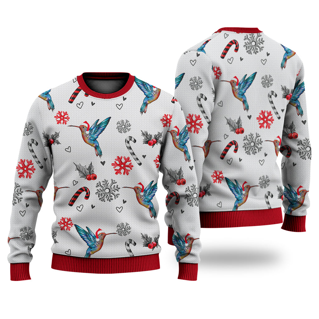 Hummingbird Christmas Pattern Sweater Christmas Knitted Print Sweatshirt - Best Gift For Christmas, Noel - WeCustomit