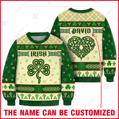 Irish Celtic Shamrock And Heart Sweater - Personalized Custom - Irish Print Sweatshirt - Irish Gift - WeCustomit