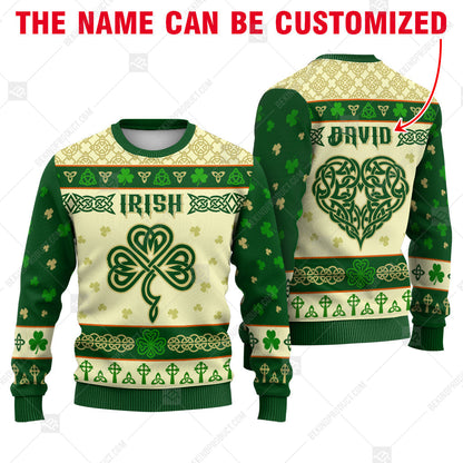 Irish Celtic Shamrock And Heart Sweater - Personalized Custom - Irish Print Sweatshirt - Irish Gift - WeCustomit