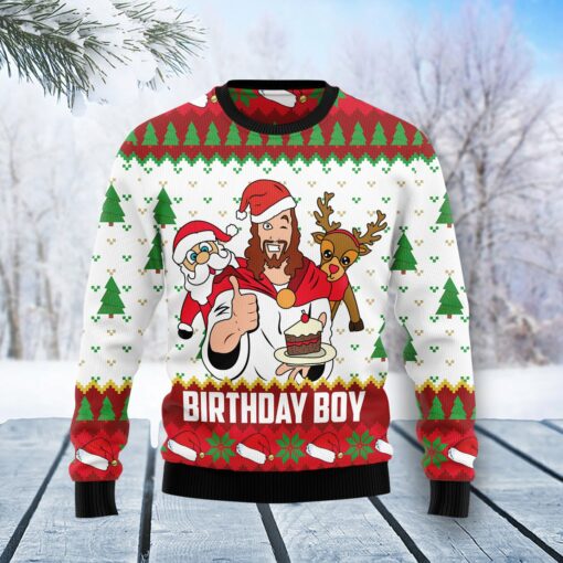 Jesus Birthday Boy Ugly Christmas Sweater For Men & Women Christmas Gift Sweater US1282 - WeCustomit