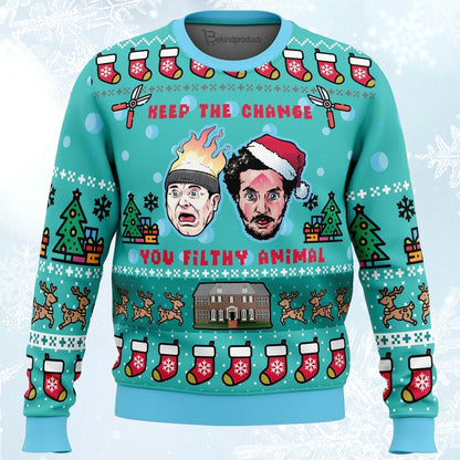 Keep The Change Home Alone Ugly Christmas Sweater For Men & Women Christmas Gift Sweater PT382 - WeCustomit