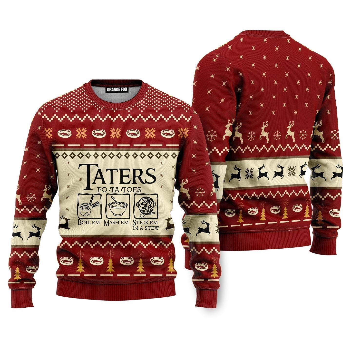 LOTR Funny Christmas Taters Potatoes Red Ugly Christmas Sweater - WeCustomit