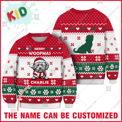 Lhasa Apso Dog Christmas Paw Heart Print Ugly Christmas Sweater Print Sweatshirt - Personalized Custom - Best Gift For Noel - WeCustomit