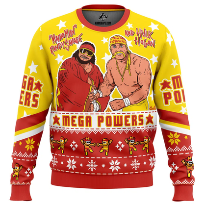 Mega Powers Macho Man Randy Savage and Hulk Hogan Ugly Christmas Sweater - WeCustomit