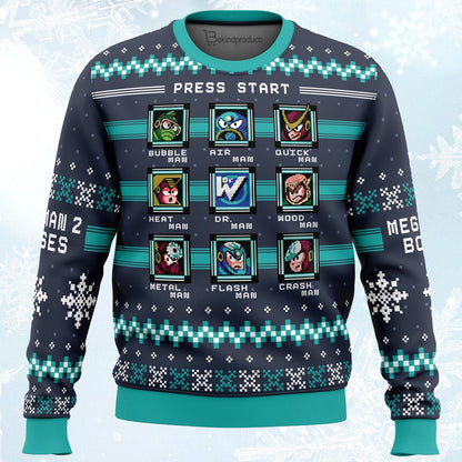 Mega Man 2 Bosses Ugly Christmas Sweater For Men & Women Christmas Gift Sweater PT722 - WeCustomit