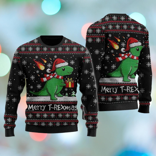 Merry T-Rexmas Ugly Christmas Sweater For Men & Women Christmas Gift Sweater US1240 - WeCustomit