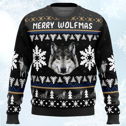Merry Wolfmas Ugly Christmas Sweater For Men & Women Christmas Gift Sweater PT098 - WeCustomit