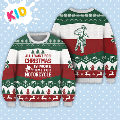 Motorcycle All I Want For Christmas Sweater Christmas Knitted Print Sweatshirt - Best Gift For Christmas, Noel - Christmas Signature - WeCustomit