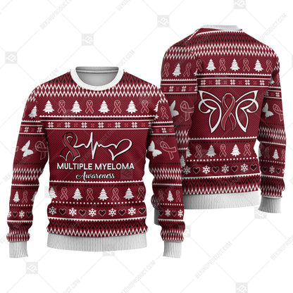 Multiple Myeloma Awareness Sweater Ugly Xmas Symbol Sweater Christmas Knitted Print Sweatshirt - Best Gift For Christmas, Noel - WeCustomit