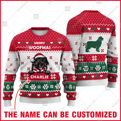 Newfoundland Dog Christmas Paw Heart Print Ugly Christmas Sweater Print Sweatshirt - Personalized Custom - Best Gift For Noel - WeCustomit
