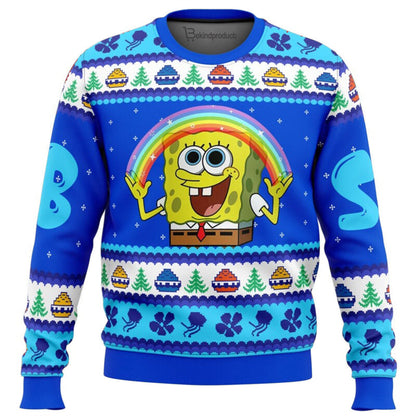 Nickelodeon Cartoons Rainbow SpongeBob Ugly Christmas Sweater For Men & Women Christmas Gift Sweater BH292 - WeCustomit