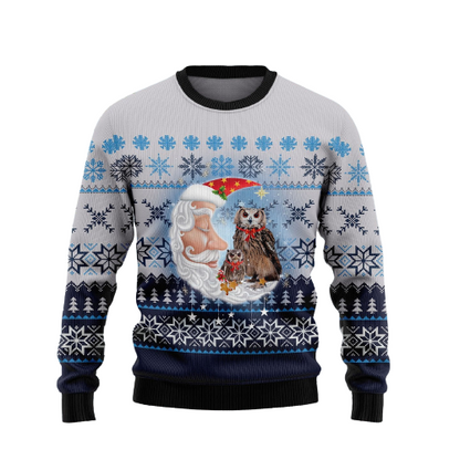 Owl Love Santa Moon Ugly Christmas Sweater For Men & Women Christmas Gift Sweater US1274 - WeCustomit