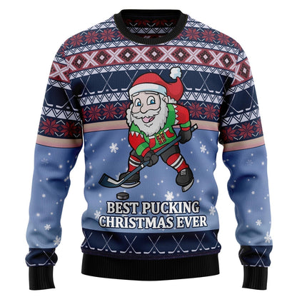 Santa Hockey Ugly Christmas Sweater For Men & Women Christmas Gift Sweater US1538 - WeCustomit