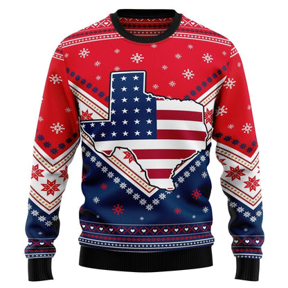 Texas USA Flag Ugly Christmas Sweater For Men & Women Christmas Gift Sweater US3333 - WeCustomit