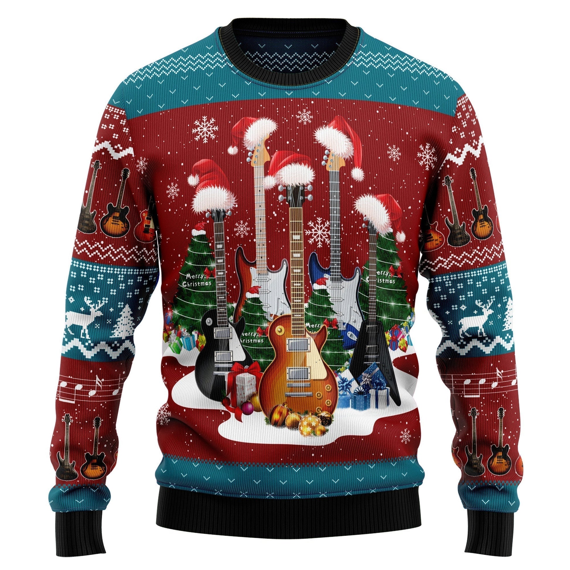Guitar Christmas Ugly Christmas Sweater For Men & Women Christmas Gift Sweater US2455 - WeCustomit