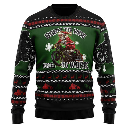 Santa Born To Ride Ugly Christmas Sweater For Men & Women Christmas Gift Sweater US3513 - WeCustomit