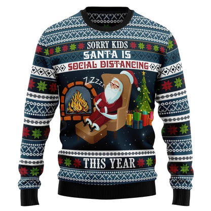 Santa Is Social Distancing Ugly Christmas Sweater For Men & Women Christmas Gift Sweater US2790 - WeCustomit