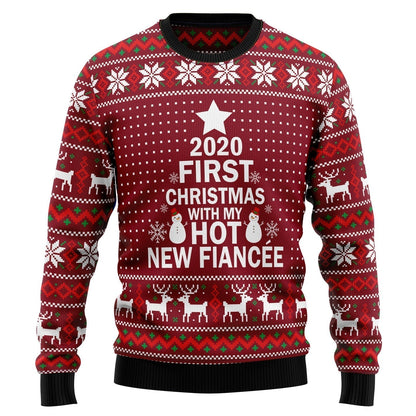 First Christmas With My Hot Fiance Ugly Christmas Sweater For Men & Women Christmas Gift Sweater US2940 - WeCustomit
