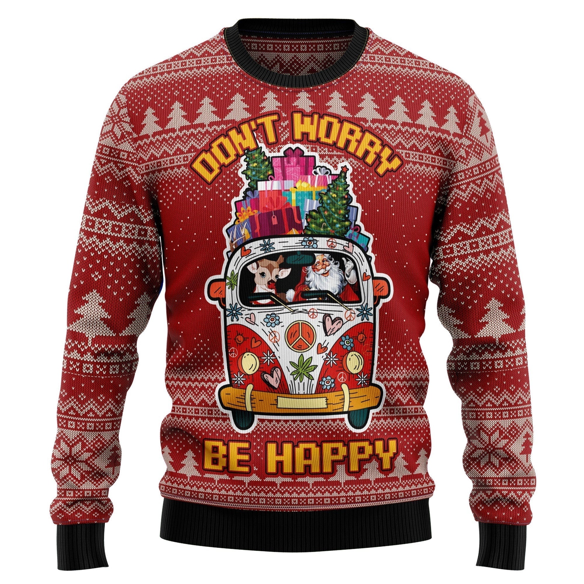 Hippie Car Ugly Christmas Sweater For Men & Women Christmas Gift Sweater US2395 - WeCustomit
