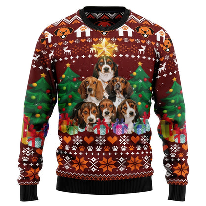 Basset Hound Pine Tree Ugly Christmas Sweater For Men & Women Christmas Gift Sweater US3575 - WeCustomit