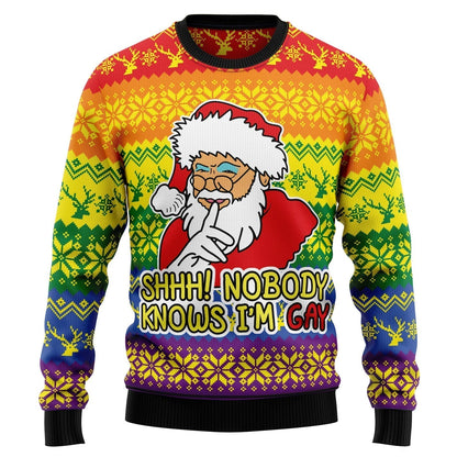 Nobody Knows I'm Gay Ugly Christmas Sweater For Men & Women Christmas Gift Sweater US3317 - WeCustomit