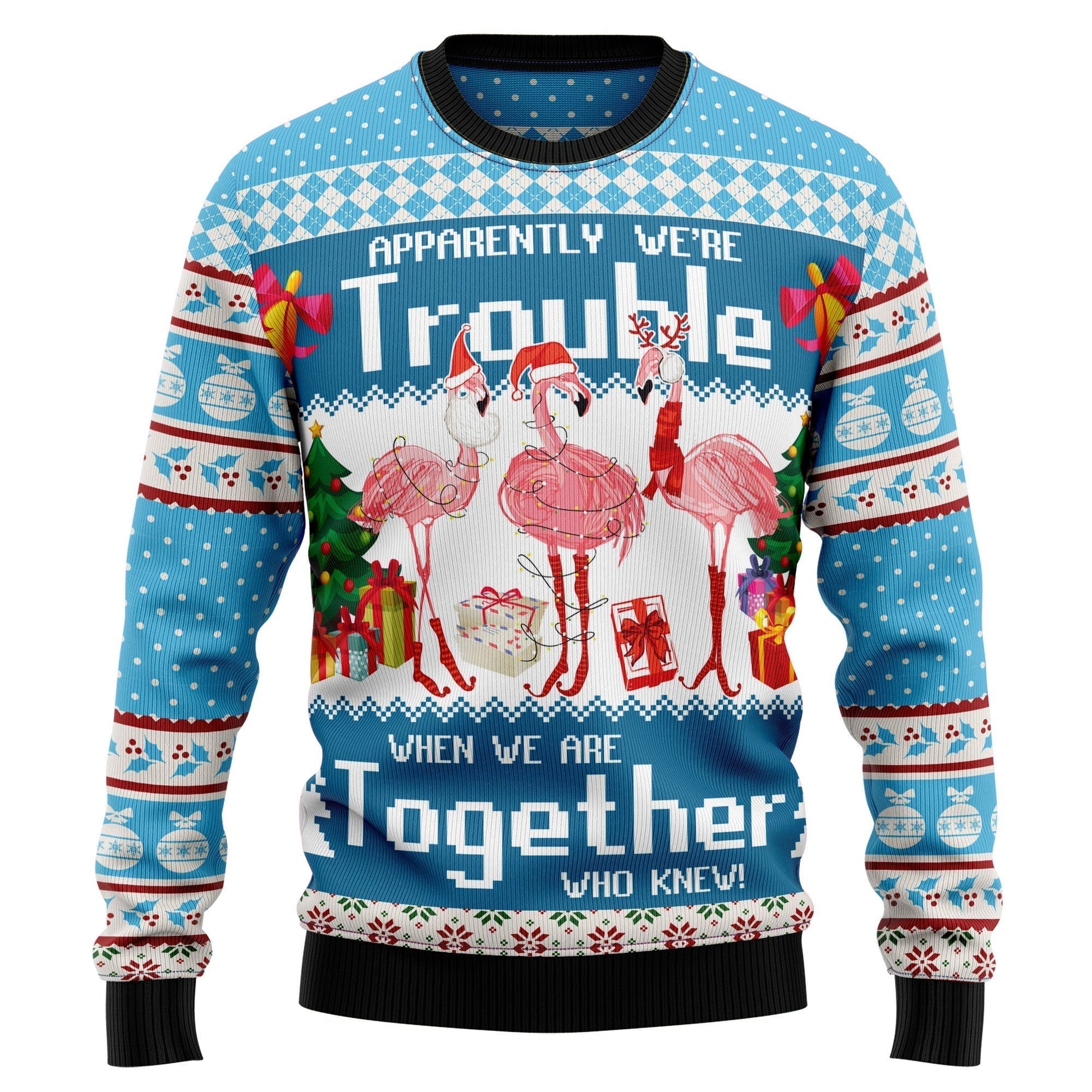 Flamingo Together Ugly Christmas Sweater For Men & Women Christmas Gift Sweater US2548 - WeCustomit