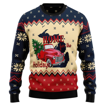 Home For The Holidays Michigan Ugly Christmas Sweater For Men & Women Christmas Gift Sweater US3576 - WeCustomit