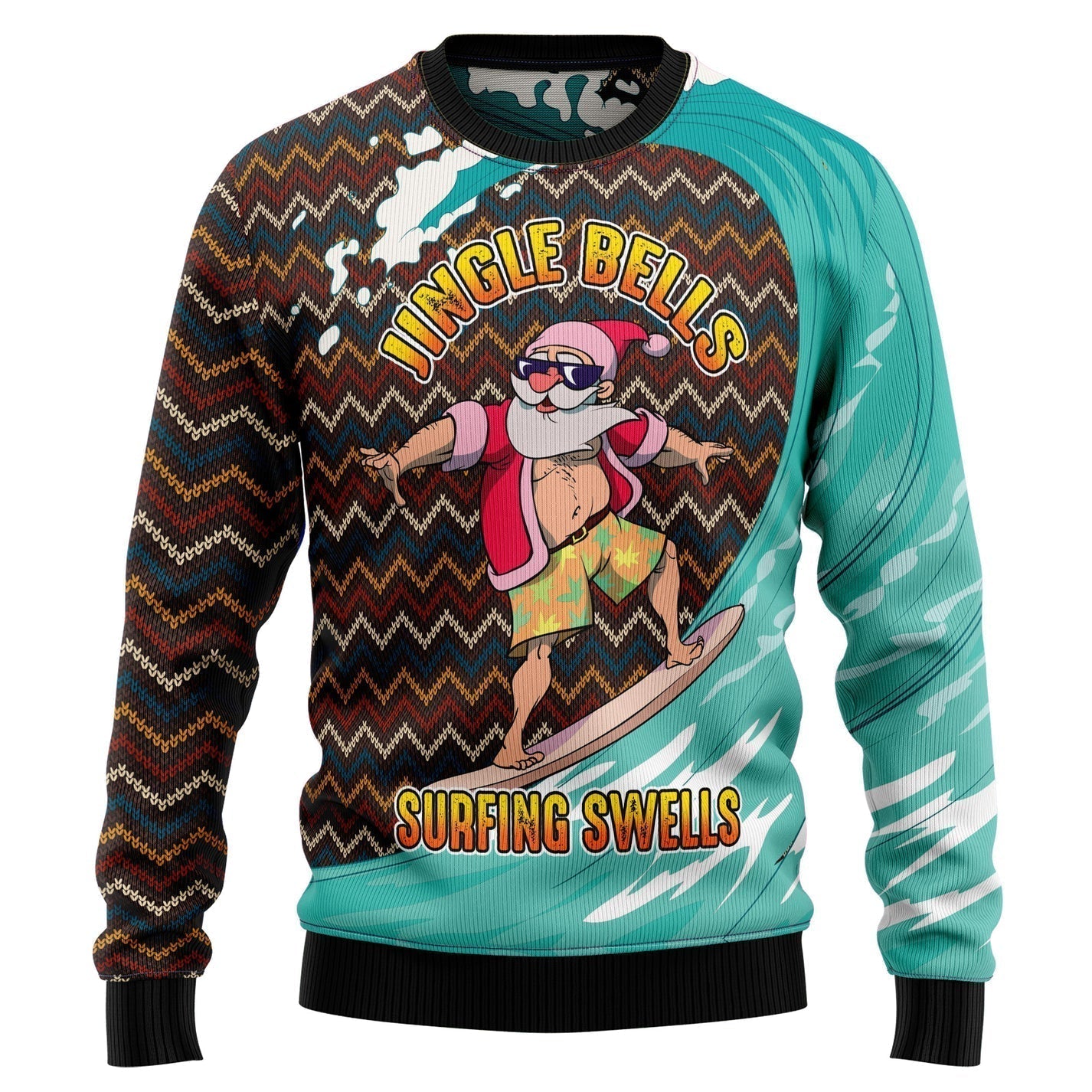 Jingle Bells Surfing Swells Ugly Christmas Sweater For Men & Women Christmas Gift Sweater US3517 - WeCustomit