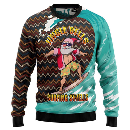 Jingle Bells Surfing Swells Ugly Christmas Sweater For Men & Women Christmas Gift Sweater US3517 - WeCustomit