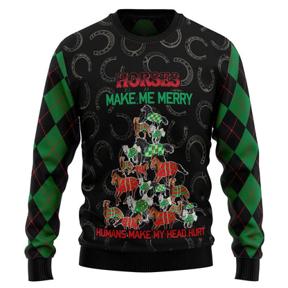 Horses Merry Christmas Ugly Christmas Sweater For Men & Women Christmas Gift Sweater US3205 - WeCustomit